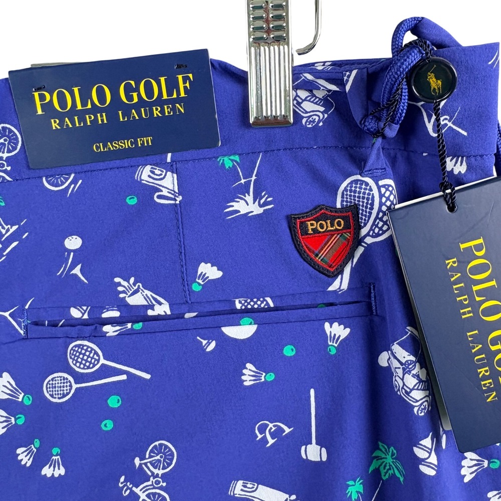 POLO GOLF RALPH LAUREN Classic Fit Golf Performance Packable AOP Shorts W/Bag 36